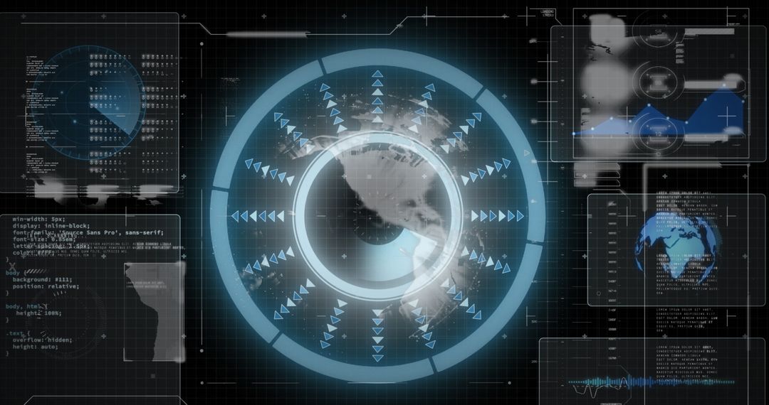 Futuristic Holographic Data Console with Rotating Globe