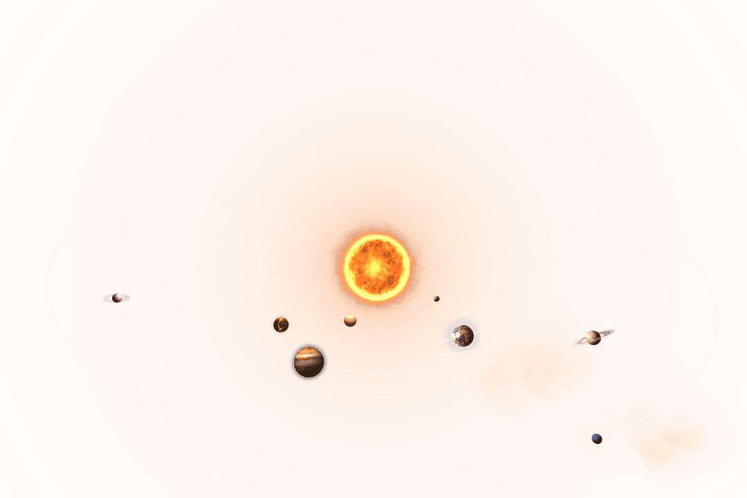 Transparent Illustration of Solar System with Orange Background