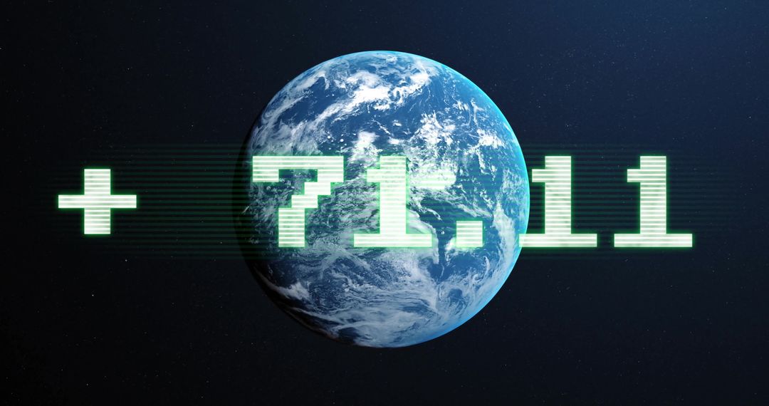 Planet Earth Surrounded by Green Digital Growth Statistic