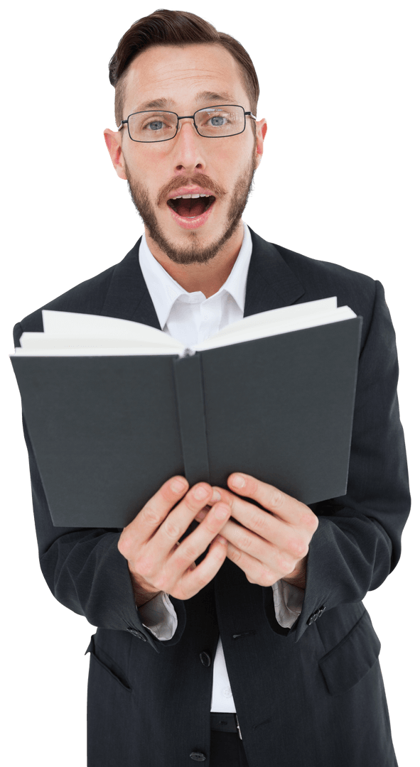 Transparent Young Preacher Reading from Open Bible