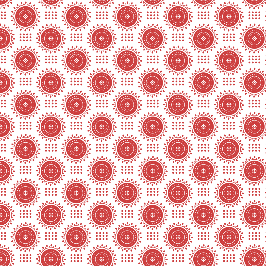 Intricate red geometric pattern on transparent background