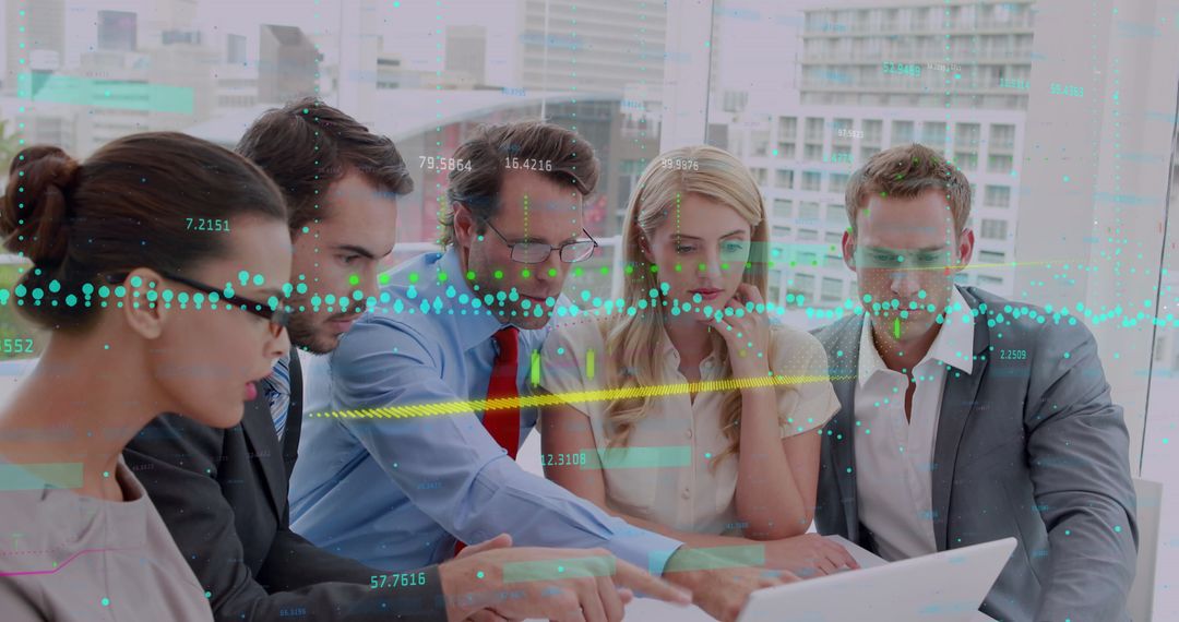 Business Team Analyzing Data with Digital Graphics