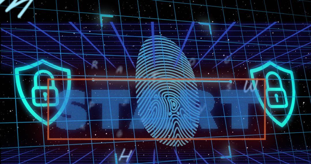 Futuristic Digital Security Interface Concept with Fingerprint