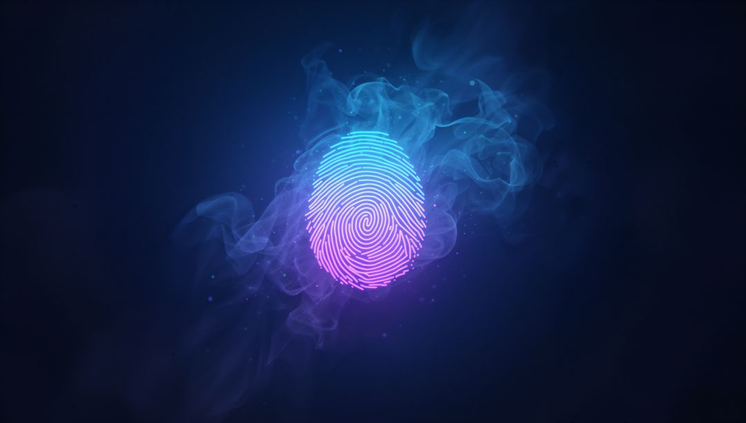 Glowing Neon Fingerprint in Futuristic Digital Concept