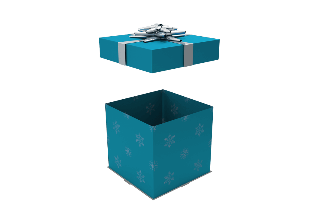 Blue Transparent Gift Box with Silver Bow