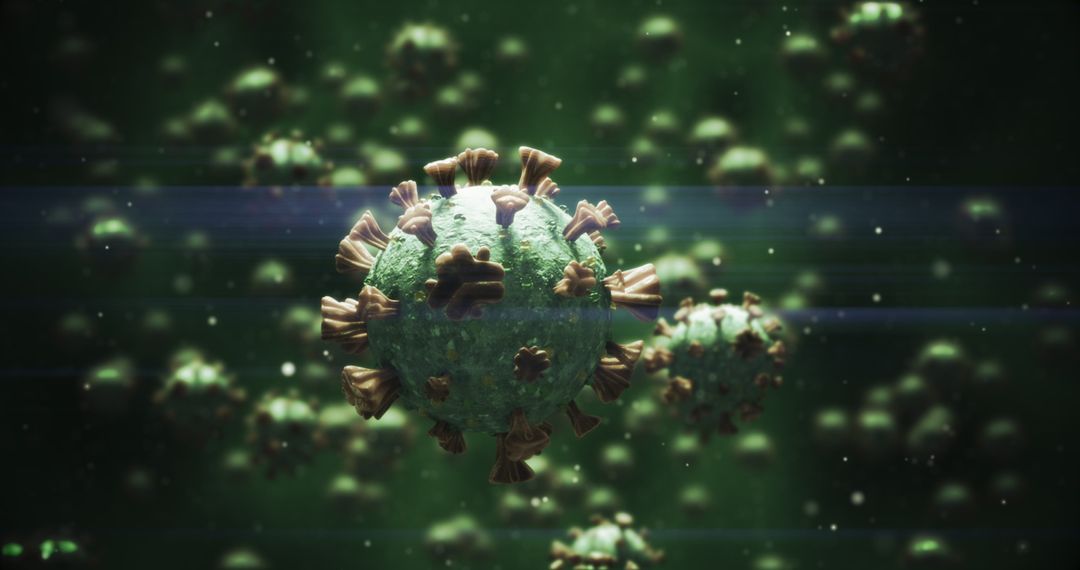 Macro Visualization of Floating Covid-19 Cells Against Dark Background