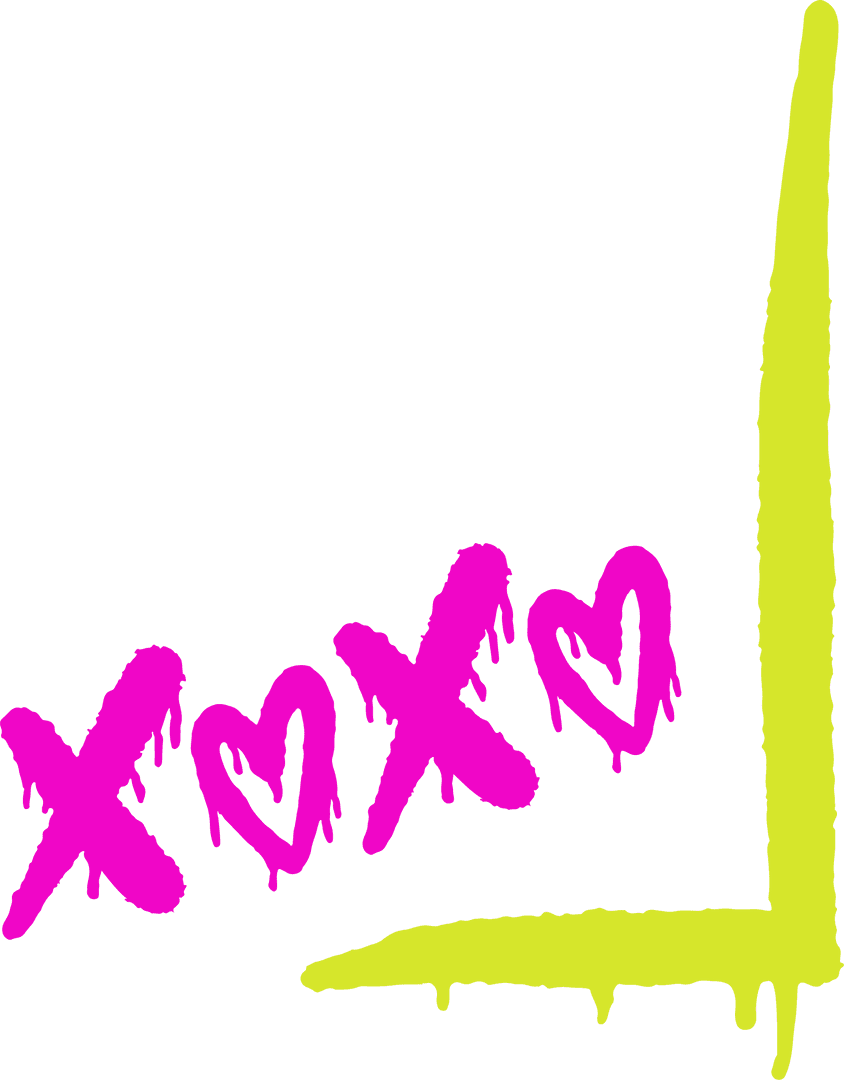 Neon Pink Heart Symbols Creating Chart Layout on Transparent Background