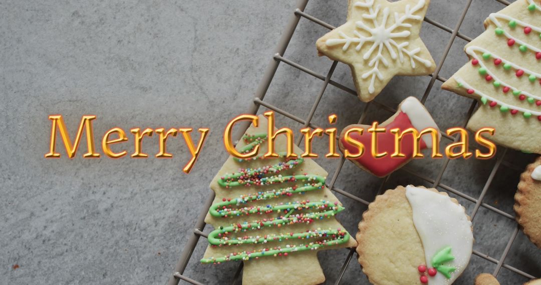 Festive Christmas Sugar Cookies Set Text Greeting