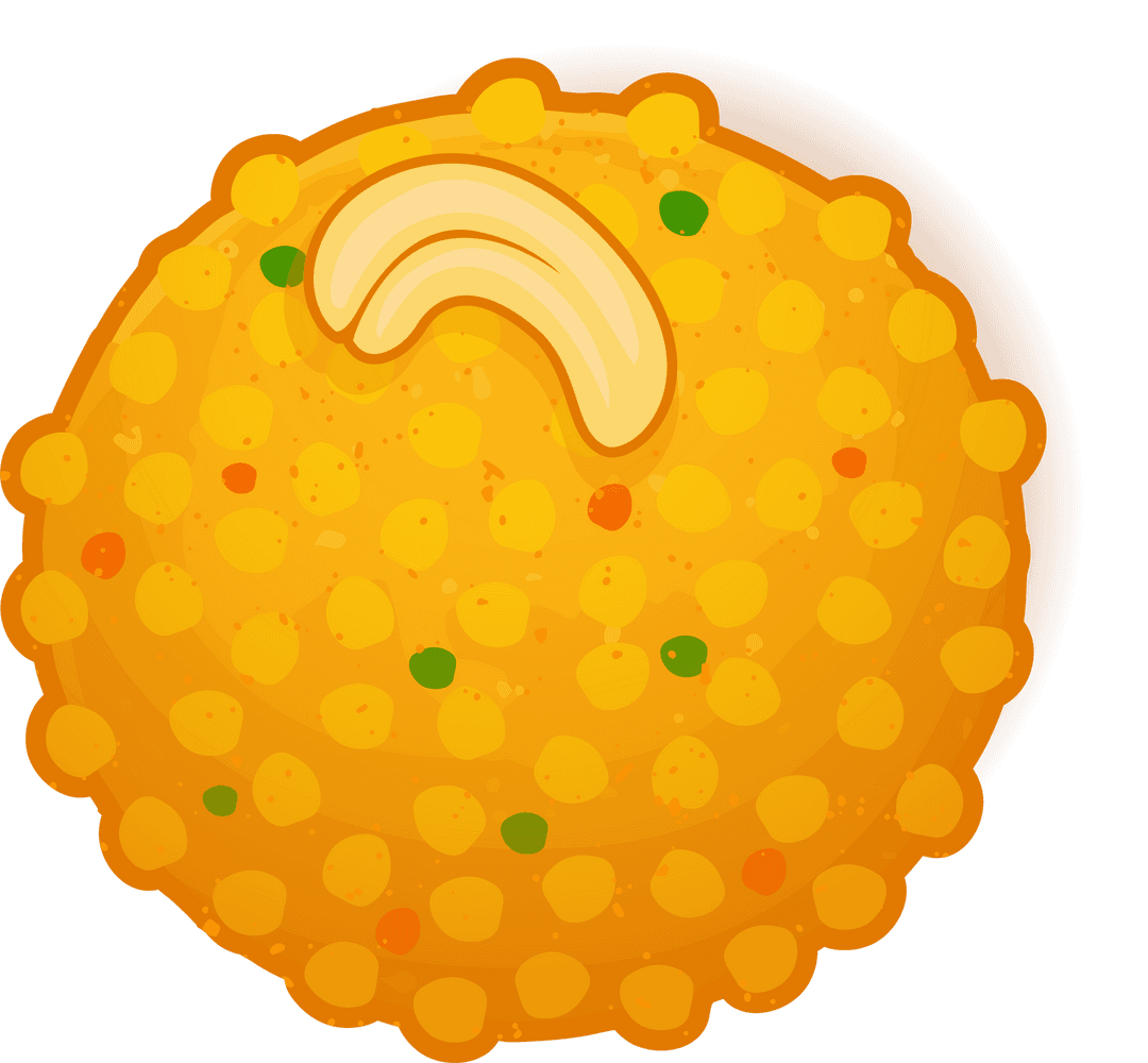 Colorful Beaded Laddu with Cashew on Transparent Background
