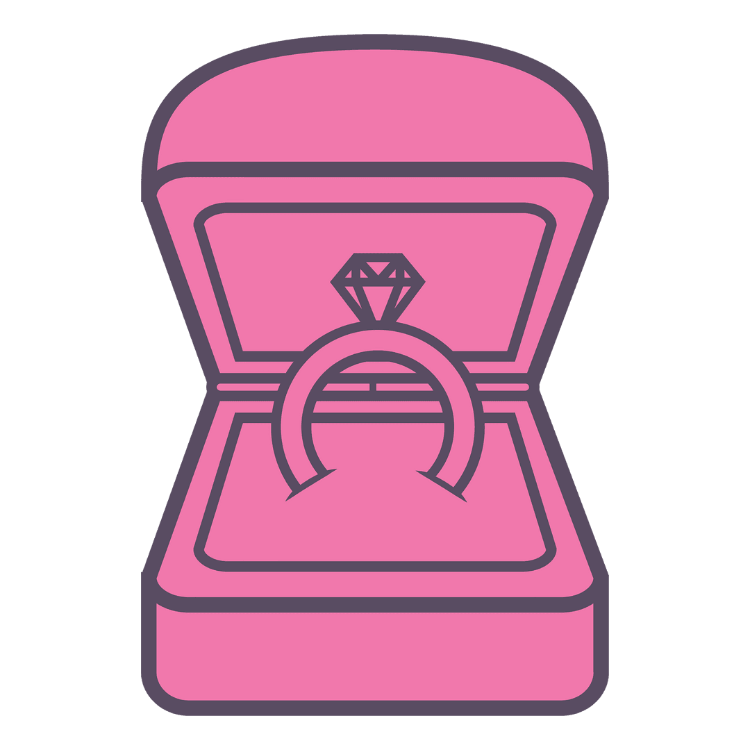 Pink Engagement Ring Box on Transparent Background