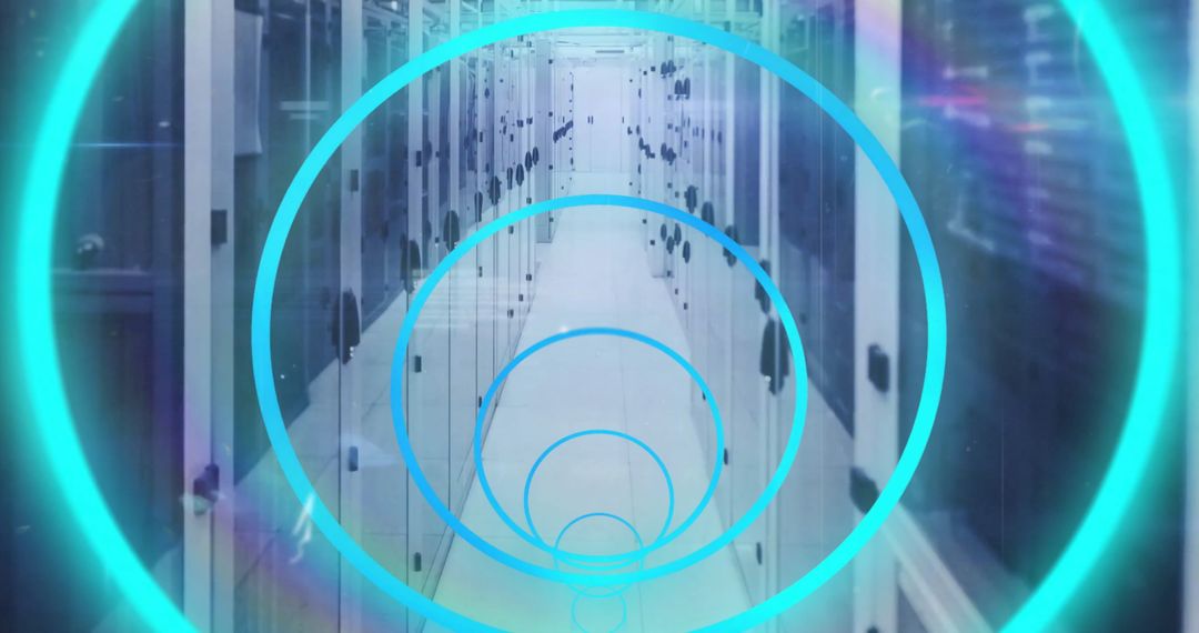 Digital Data Waves Flowing Through Computer Servers