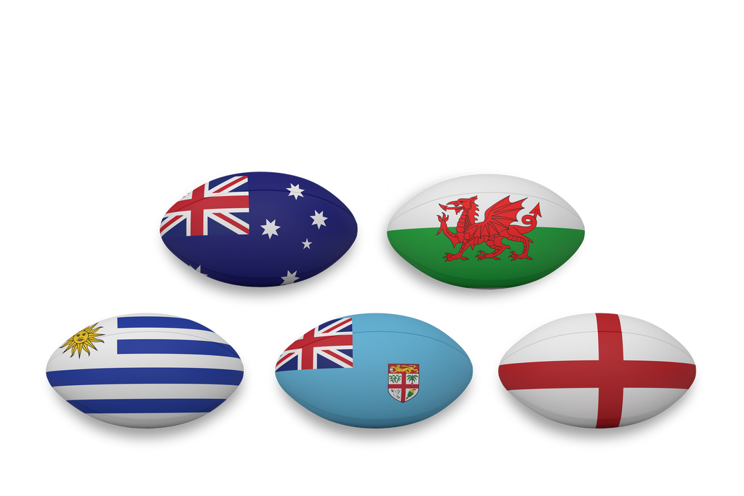 Rugby Balls with National Flags on Transparent Background, International Sports Concept - Download Free Stock Images Pikwizard.com