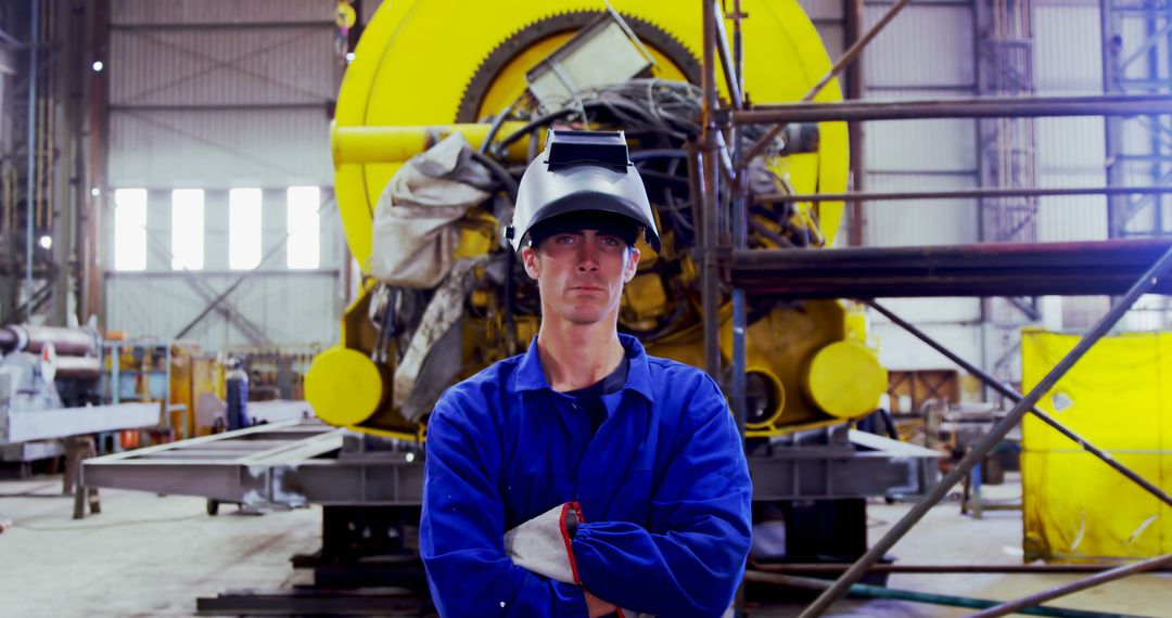 Industrial Worker Reflecting Toughness in Factory Setting - Free Images, Stock Photos and Pictures on Pikwizard.com