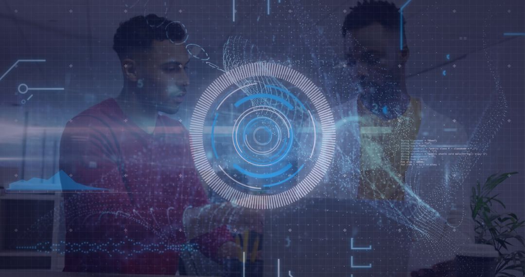 Futuristic Holographic Data Visualizations in Modern Office