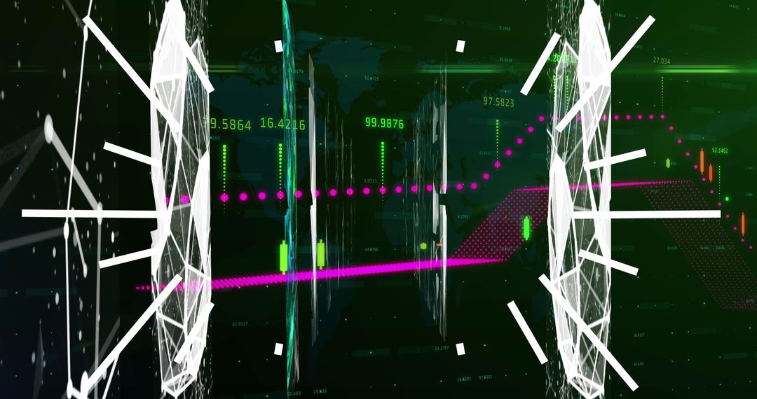 Abstract Digital Financial Data with Futuristic Overlay