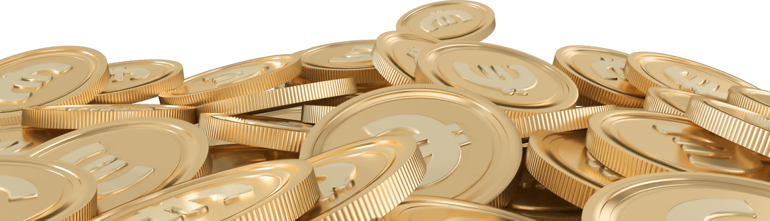 Gold Euro Coins on Transparent Background for Finance Projects