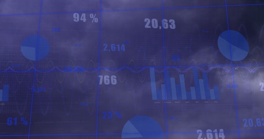 Abstract Data Visualization and Network Graph against Grey Background