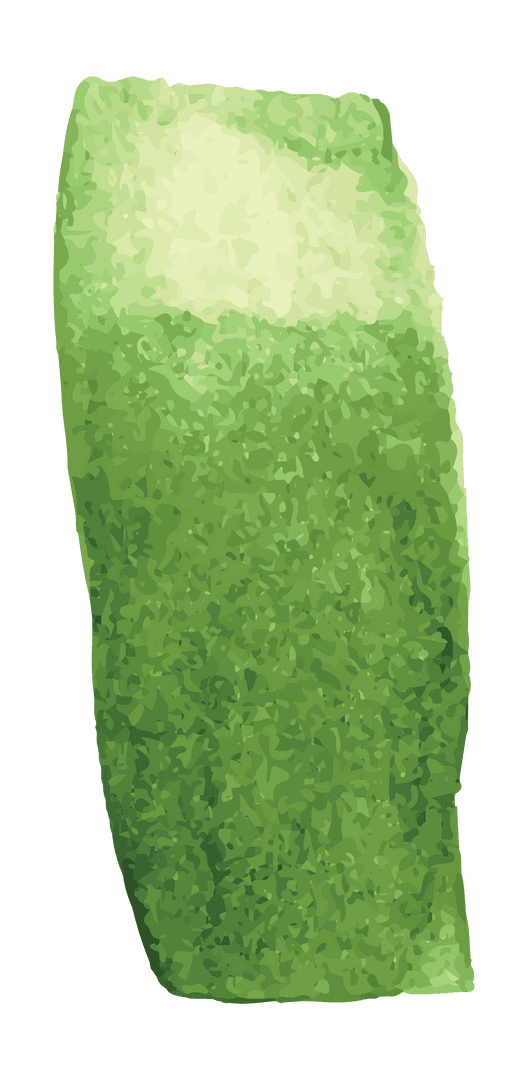 Abstract Green Watercolor Brushstroke on Transparent Background