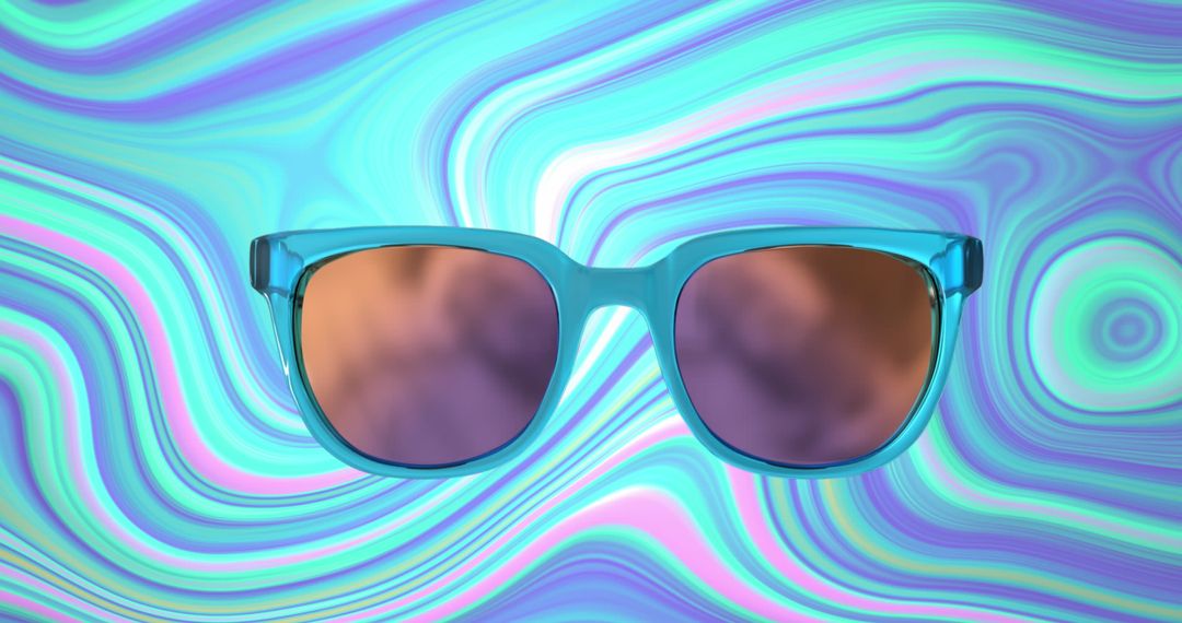 Trendy Sunglasses Against Colorful Abstract Swirl