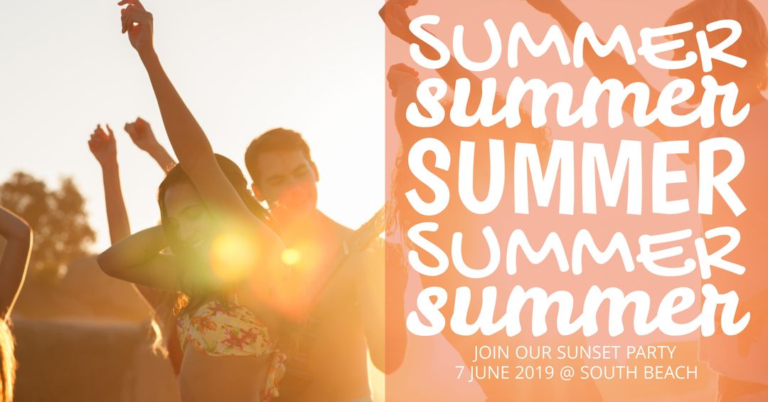 Summer Sunset Party Celebration with Joyful Crowd