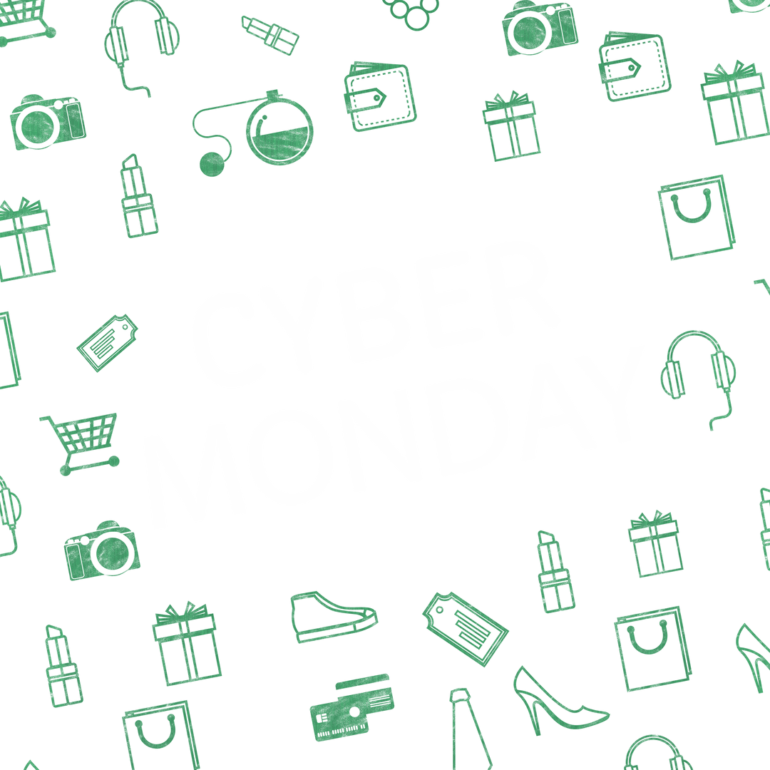 Transparent Cyber Monday Shopping Icons Pattern Illustration