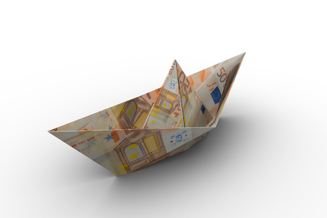 Transparent Boat Origami Made from Euro Bills on White Background - Download Free Stock Images Pikwizard.com