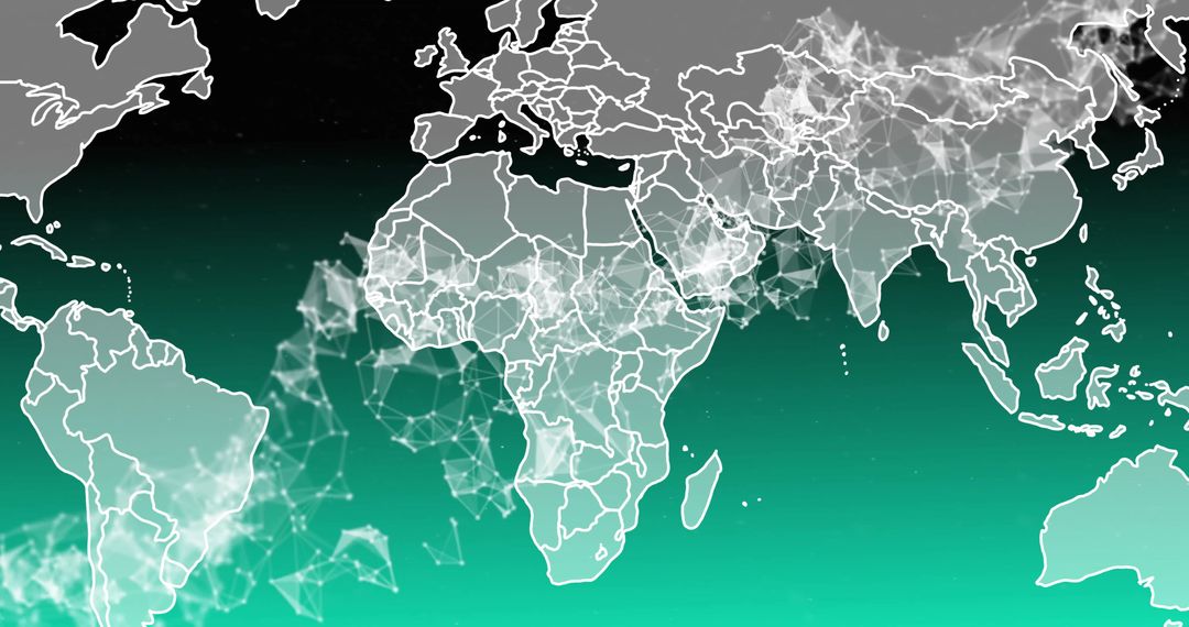 Digital World Map with Network Connections on Gradient Background