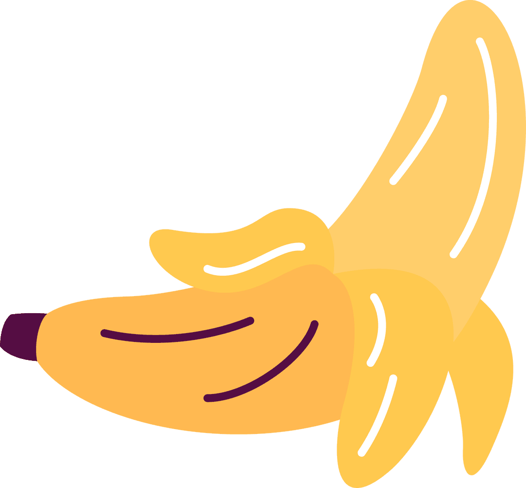 Vibrant Transparent Vector of Partially Peeled Banana Illustration