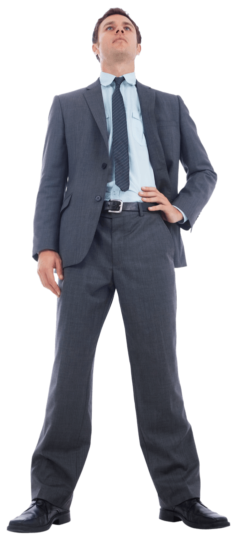 Confident Businessman in Suit Exhibiting Power Pose on Transparent Background