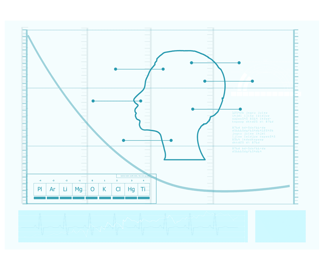 Transparent Conceptual Design with Head Illustration and Data Points