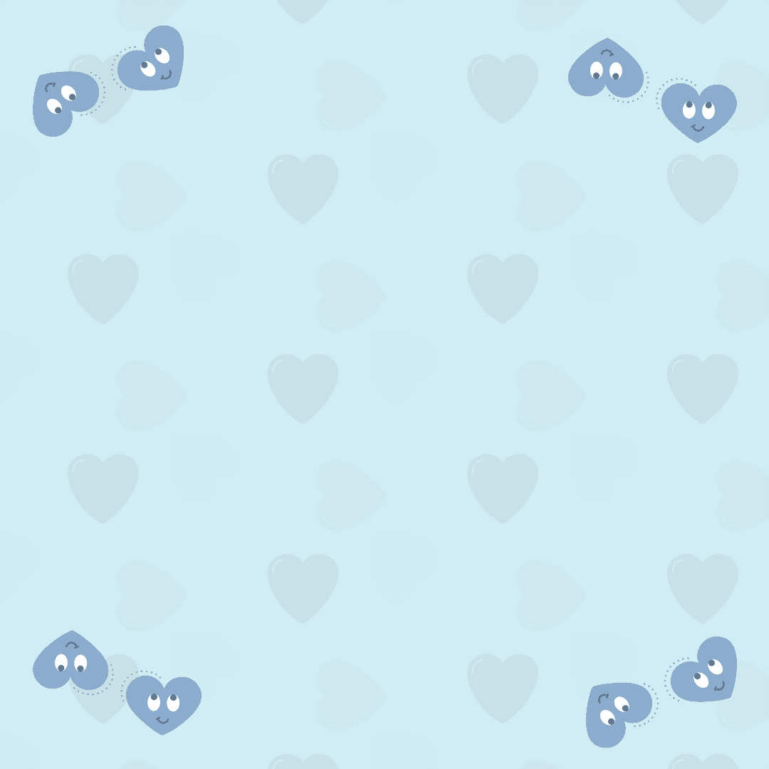 Playful Blue Hearts with Smileys on Transparent Background