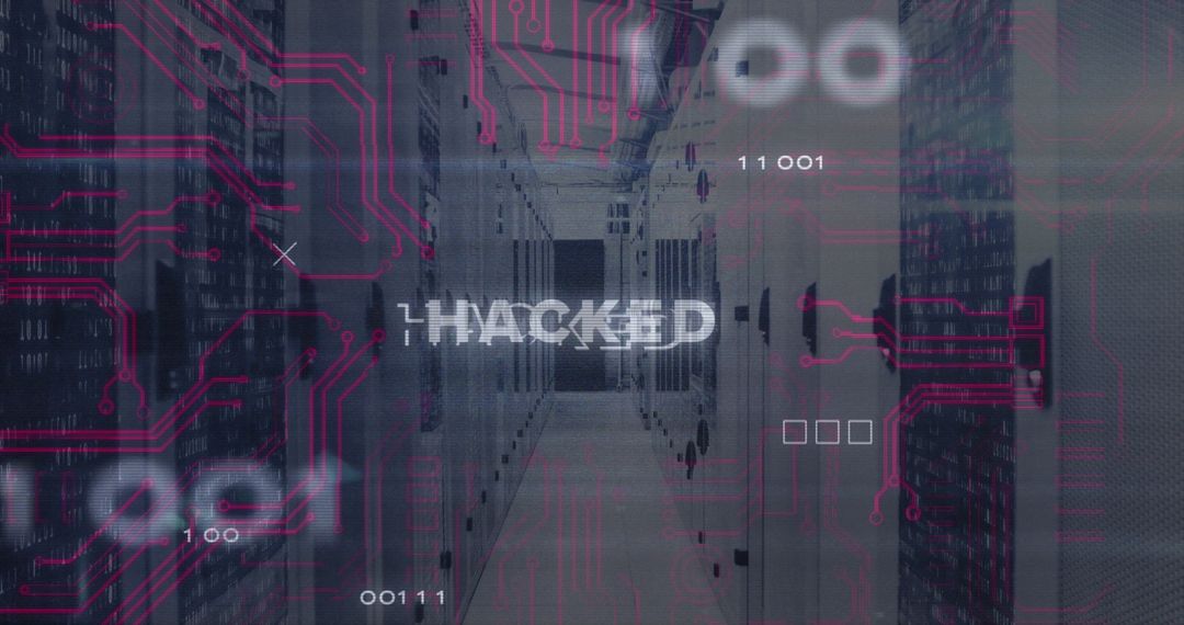 Cyber Security Breach with Hacked Text Overlay