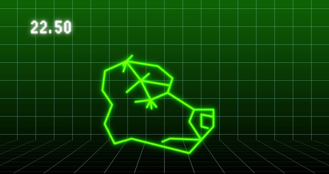 Geometric Bull with Financial Graph on Green Grid Background
