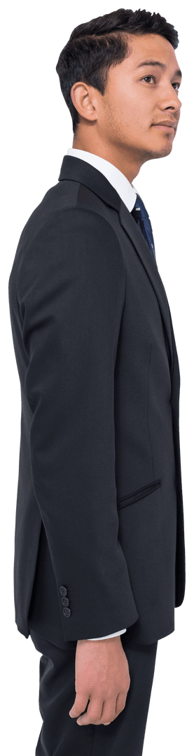 Asian Businessman Contemplating Direction on Transparent Background