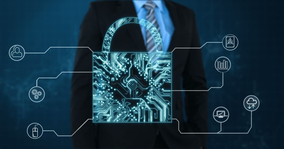 Businessman Representing Digital Data Protection and Cybersecurity
