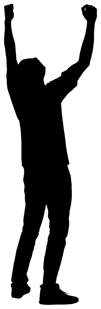 Happy Man Silhouette Illustration on Transparent Background