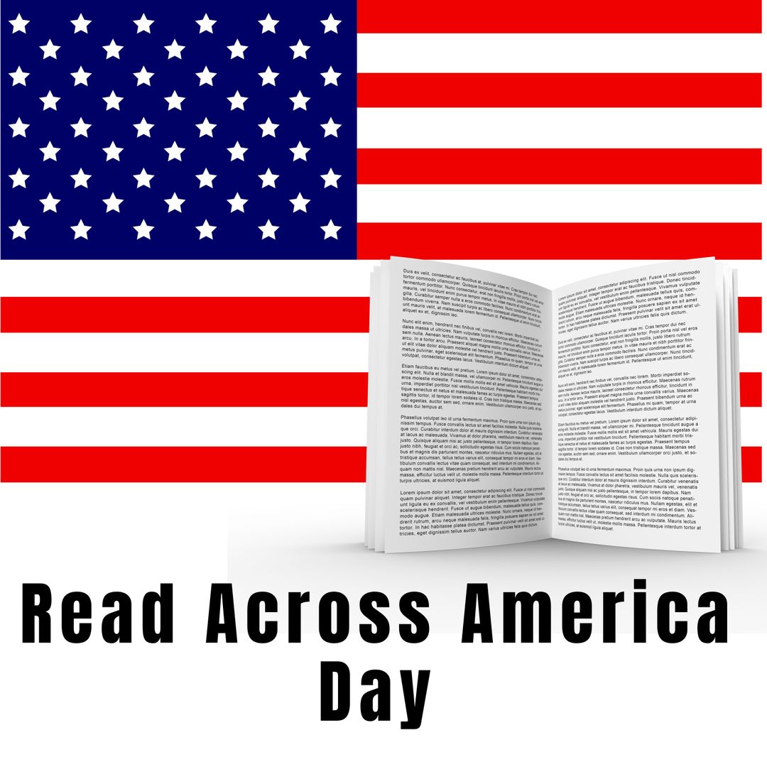 Read Across America Day Celebration with Open Book and US Flag
