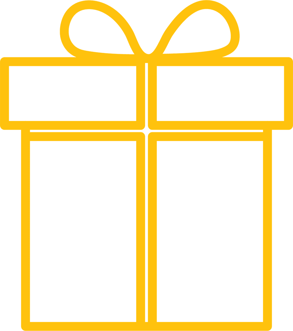 Minimalist Yellow Present Icon on Transparent Background