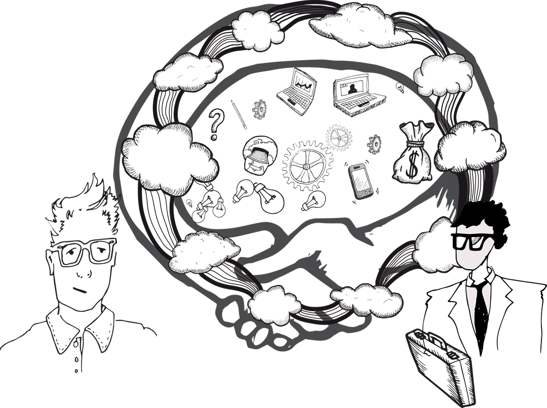 Business and Technology Brainstorming Concept on Transparent Background