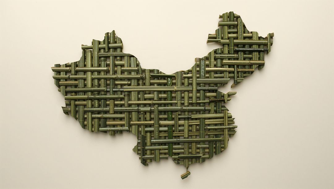 Bamboo Map Silhouette of China Highlighting Craftsmanship