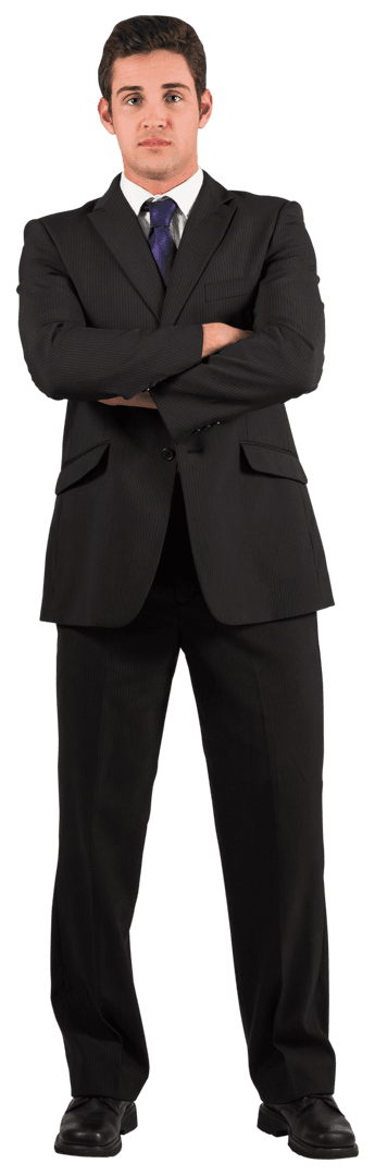 Transparent Confident Businessman in Suit Facing Forward