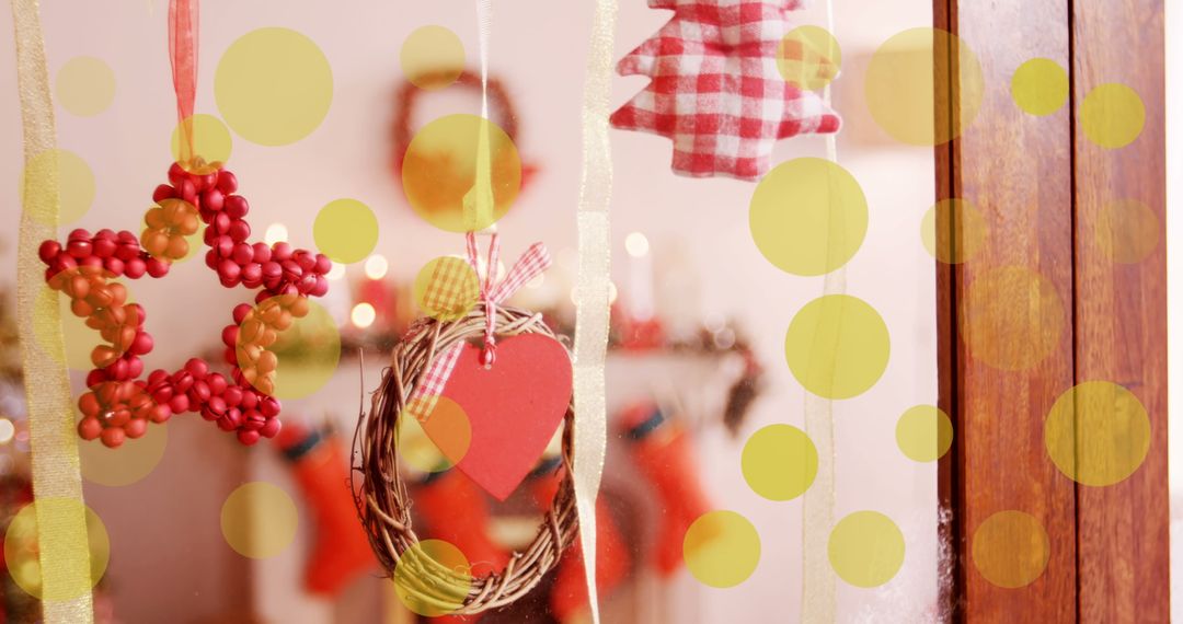 Festive Window with Christmas Ornaments and Bokeh Highlights