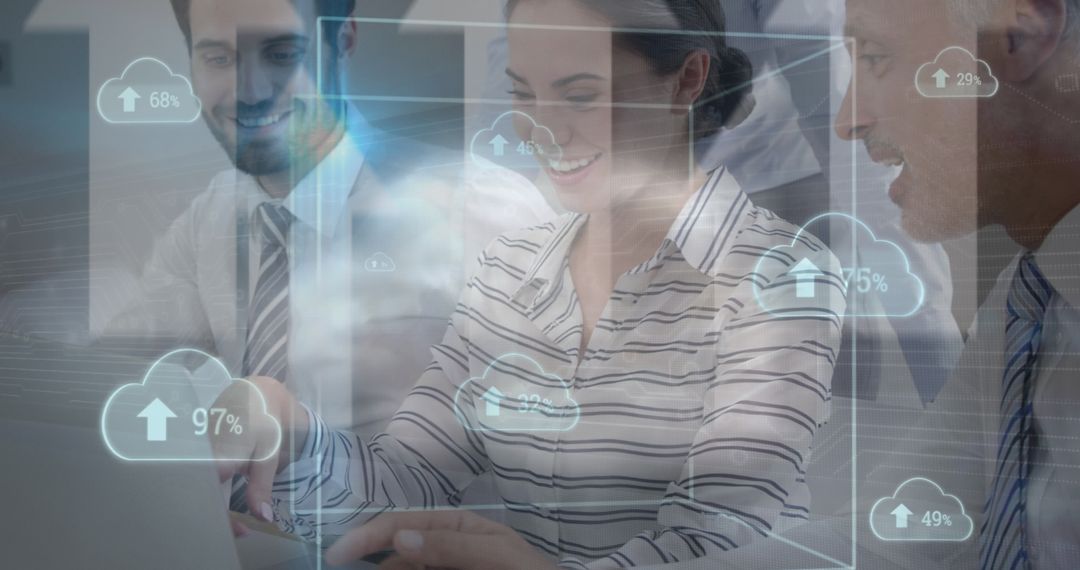 Colleagues Collaborating with Financial Data Interfaces