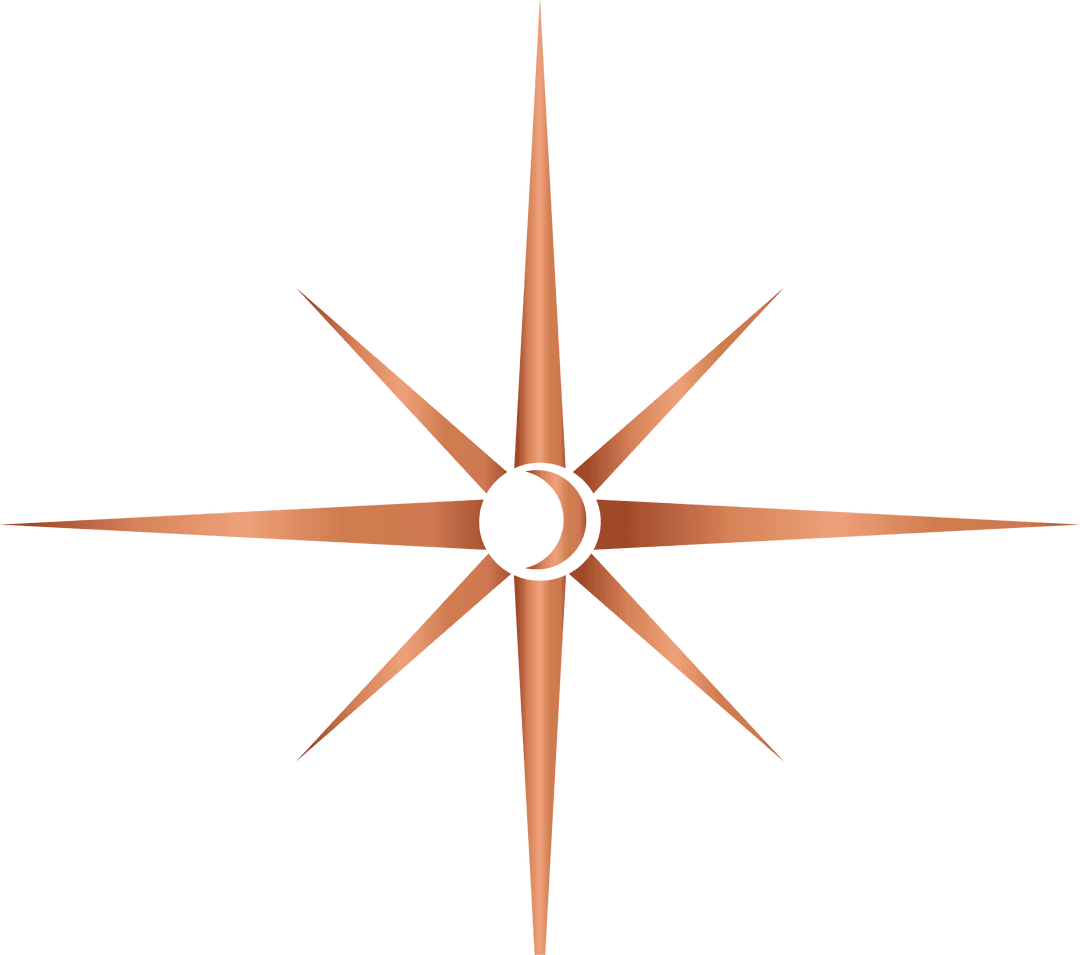 Transparent Copper Gradient Eight-Pointed Star Minimalist Vector