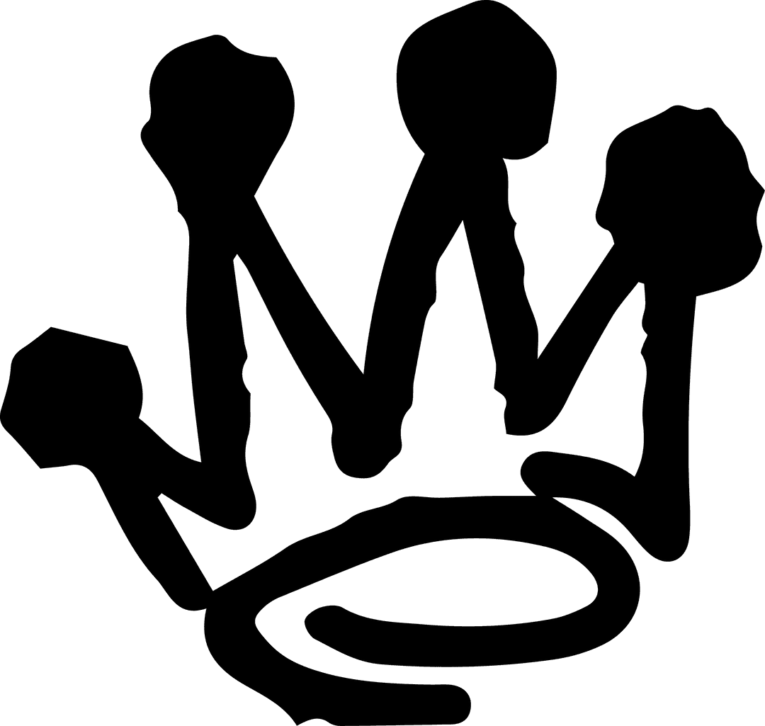 Monochrome Abstract Crown on Transparent Background with Uneven Strokes