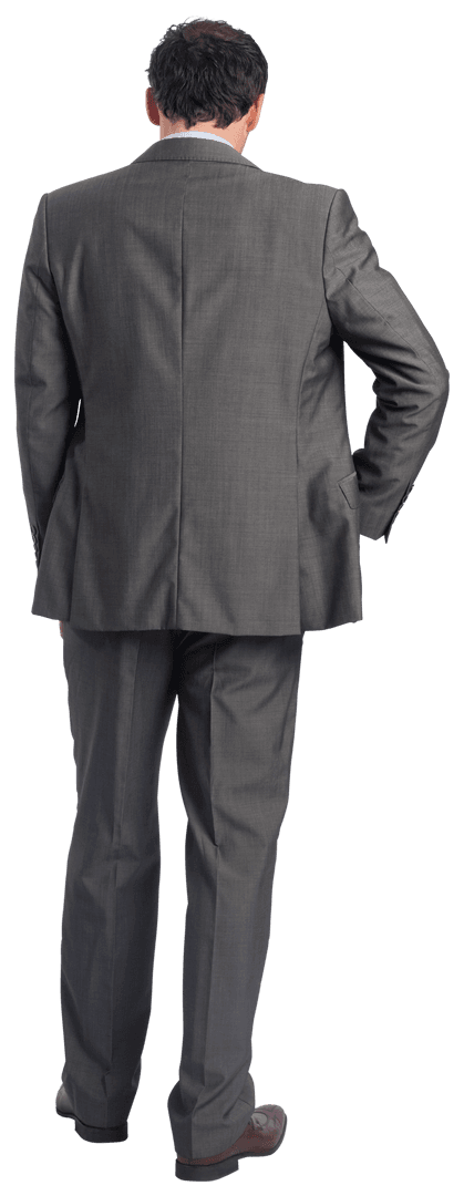 Transparent Businessman Backview in Professional Suit Assembling Idea