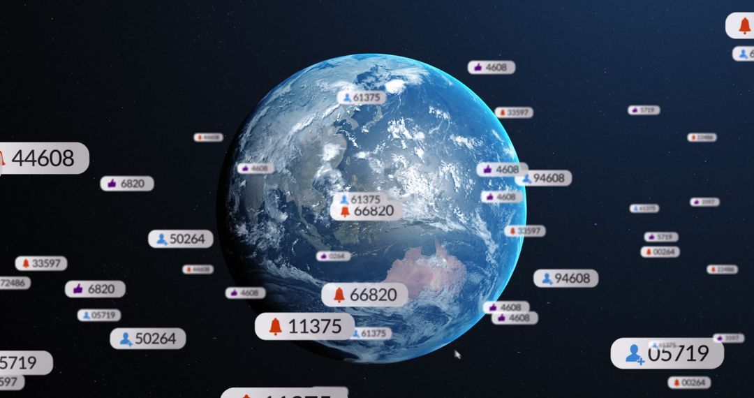 Earth Surrounded by Social Media Notifications Symbols Network