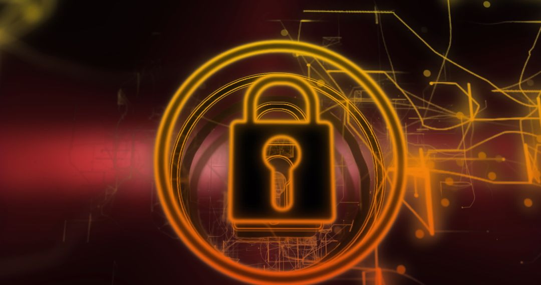 Digital Security Concept with Glowing Padlock Icon