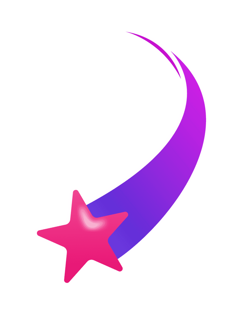 Glowing Shooting Star Icon on Transparent Background