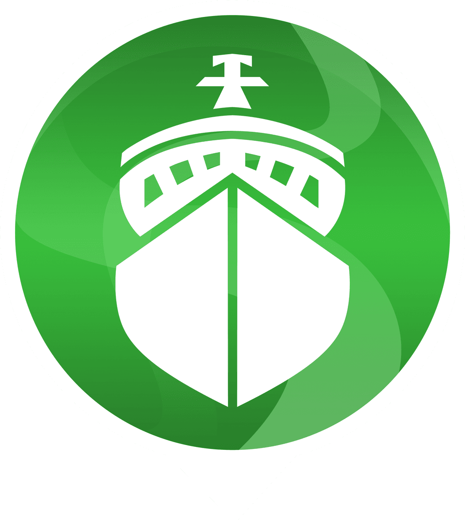 Transparent Green Circle with Ship Icon Symbolizing Water Transport